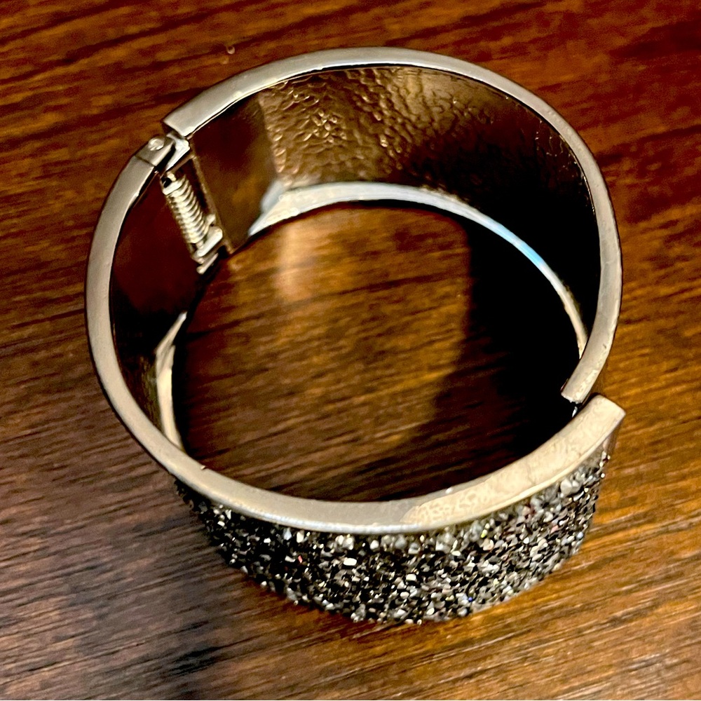 Faceted Bead, Druzy Bracelet, Silver tone